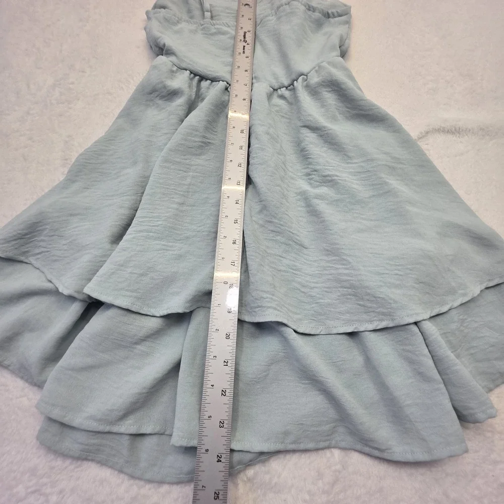 Exarus Girls Light Blue Tiered Dress Size 160 Youth 12 14 Spaghetti Strap